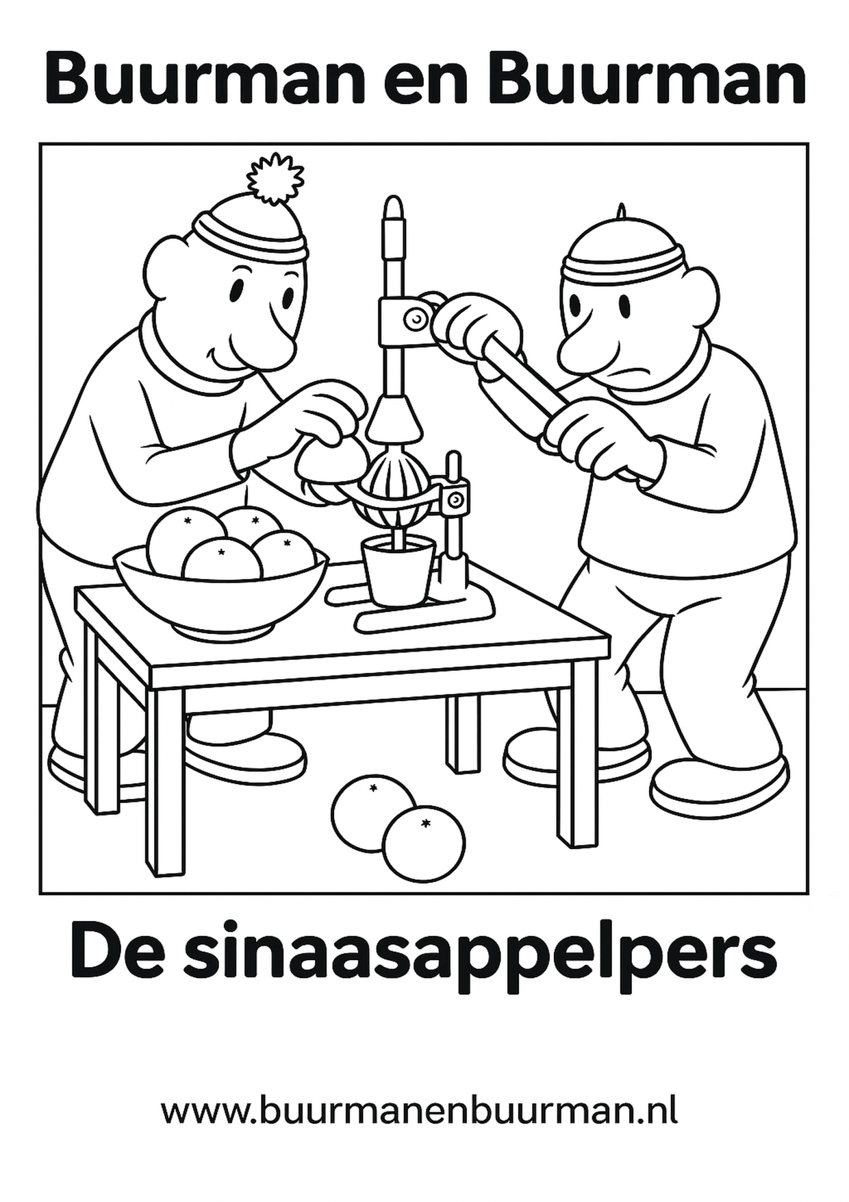 Buurman en Buurman kleurplaat - De sinaasappelpers