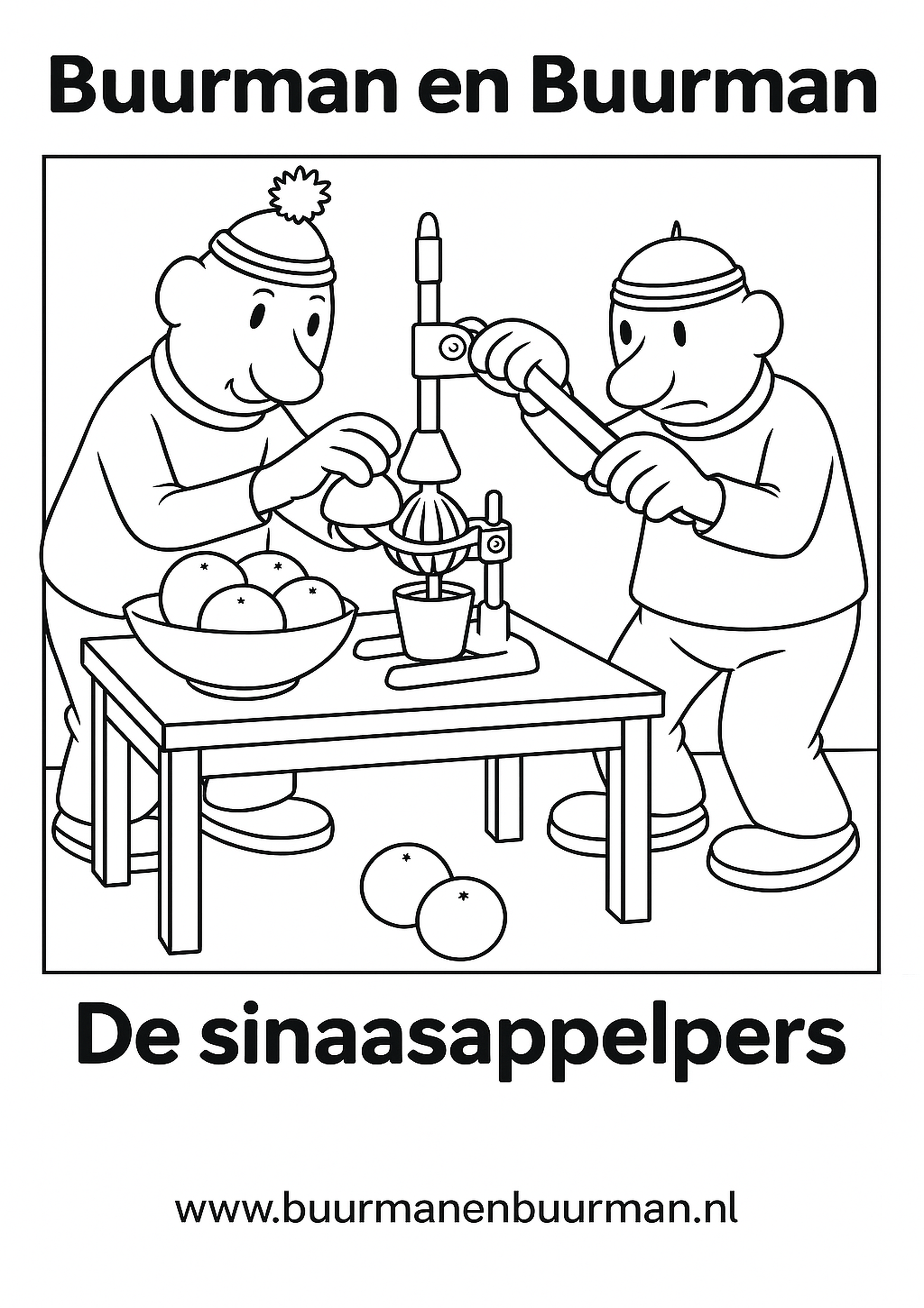 Buurman en Buurman kleurplaat - De sinaasappelpers