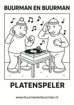 Kleurplaat Buurman en Buurman -Platenspeler